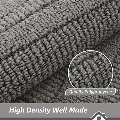 BEQHAUSE 30x18 Inch Kitchen Rug Mat Durable Kitchen Rugs Non-Slip Washable Absorbent Kitchen Mats for Floor Dirt-Resistant Semicircular Kitchen Mat (Grey, 2PCS)