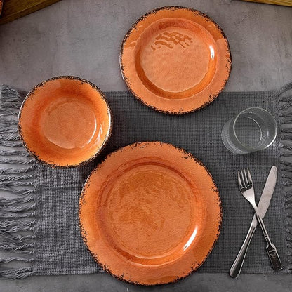 LEHAHA Melamine Vintage Cereal Bowl Set, 7”x 2”, Orange BPA free Melamine Bowls Set of 6, Unbreakable Bowls for Cereal, Soup, Rice, Salad and Snacks, Dishwasher Safe
