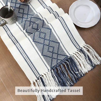 Woven Table Runner Farmhouse Style, Boho Table Runner 90 inches Long - Image 4