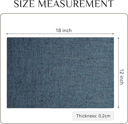 Softalker Faux Linen Placemats Set of 6-12 x 18 Inch, Heat Resistant Double Layered Durable Burlap Farmhouse Place Mats, Non-Slip Washable Rustic Table Mats for Dining, Kitchen, Party（Navy Blue