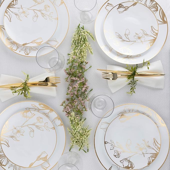 PLASTICPRO White Plastic Design Party Plates Premium heavyweight Elegant - Image 5