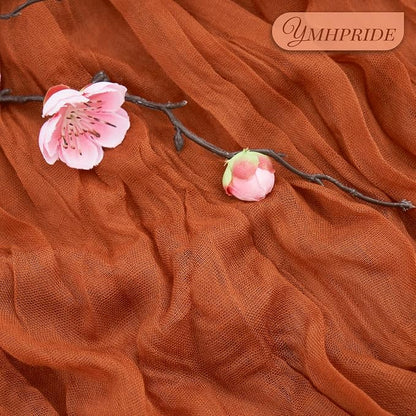 YMHPRIDE 12 Pack Cheesecloth Table Runner 35x120in Terracotta Table Runner | - Image 3