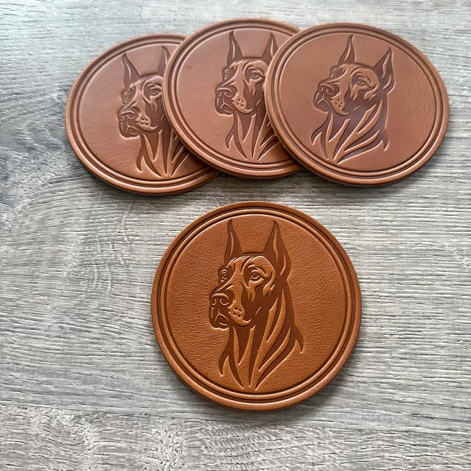 Dog Breed Leather Coasters – Premium Full Grain Table Protectors - Image 4