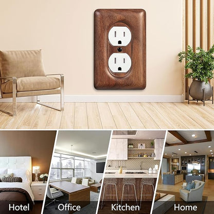 Decorative Outlet Covers Solid North American Walnut Plug Plate Covers, Electrical Wall Plates for Outlets