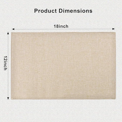 SLKQG Beige Linen Placemats Set of 8, Heat Resistant & Machine Washable Double-Layered Cloth Placemats for Dining Table, Indoor/Outdoor Use, Wrinkle-Free and Non-Slip Kitchen Table Mats (8, Beige)