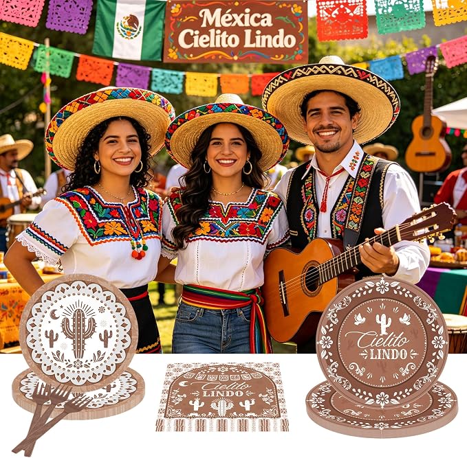 96 Pcs Cielito Lindo Party Decorations, Terracotta Tableware Set | Includes - Image 7