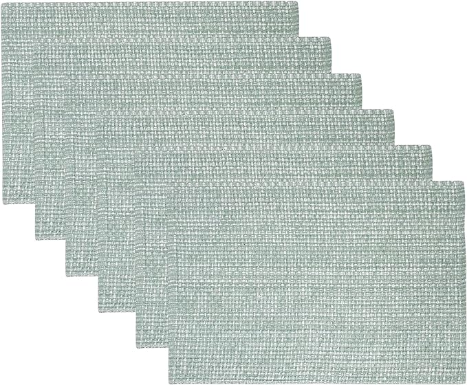 Sweet Home Collection 100% Cotton Placemats for Dining Room Rectangle Two Tone Woven Fabric 13" x 19" Soft Durable Table Mat Set, Set of 4, Pale Green