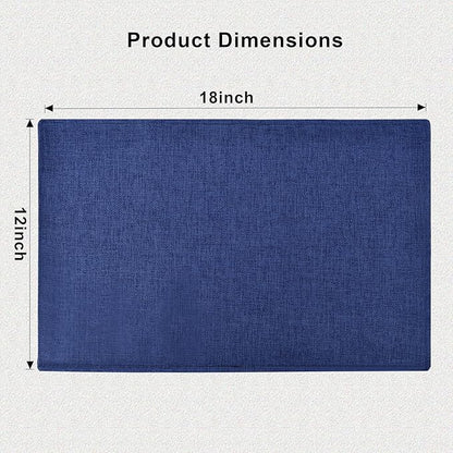 SLKQG Blue Linen-Look Placemats Set of 8, Heat Resistant & Machine Washable Double-Layered Cloth Placemats for Dining Table, Indoor/Outdoor Use, Non-Slip Kitchen Table Mats (8, Navy Blue)