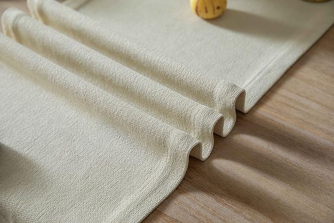 Burlap Style Farmhouse Table Runner, 14x48 Inches Cream | Thick Durable Fabric - Image 6