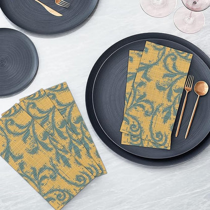 RUVANTI Cloth Napkins Set of 12 Cotton 100%, 18x18 Inches Napkins Cloth Washable, Soft, Absorbent. Cotton Napkins for Parties, Christmas, Thanksgiving, Weddings, Dinner Napkins Cloth - Vine Spirals