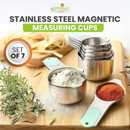 Spring Chef Magnetic Stainless Steel Measuring Cups Set of 7 Patented, Mint | - Image 7