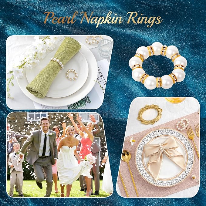 APTWOW Pearl Gold Napkin Rings Set of 100 - Image 6