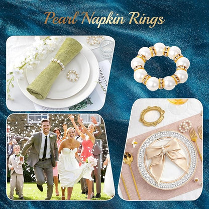 APTWOW Pearl Gold Napkin Rings Set of 100 - Image 6