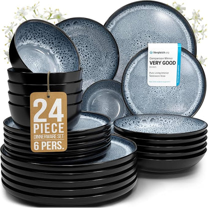 24 Piece Stoneware Dinnerware Set by PURELIVING