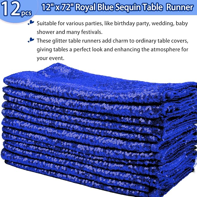 12 Packs 12 X 72 Inch Sequin Table Runner Glitter Dining Table Runner - Image 2