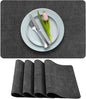 More Décor Faux Leather Placemats Set of 4 for Dining Table – Waterproof, Wipeable, Washable, Stain & Heat Resistant, Non-Slip Table Mats – 12 X 17 Inch, Dark Grey