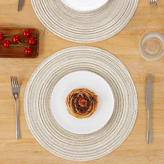 SHACOS Round Braided Placemats Set of 4 Washable Table Placemats Cotton - Image 5