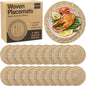 Elcoho 20 Pieces Round Woven Placemats 13.8 Inch Boho Rattan Placemats Farmhouse Braided Place Mats Woven Plate Chargers Rustic Wicker Table Mats for Dining Table