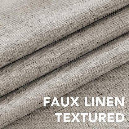 H.VERSAILTEX Primitive Linen Curtains 100% Blackout Curtain Drapes Burlap Fabric Curtains with White Thermal Insulated Liner, Grommet Top Drapes Living Room/Bedroom (2 Panels, 42 x 84 Inch, Stone)