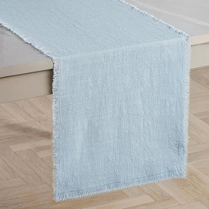 14 x 120 Inches Frayed Edge Table Runner, 270G Heavyweight Sand Washed Slub by KINGSTONE