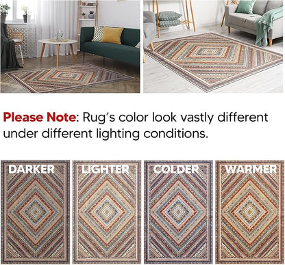 Keen Home Design 2x12 Rug - Machine Washable Runner Rug with Non-Slip Backing, Ideal for Hallway, Entryway, Kitchen, Laundry Room - Vintage, Easy Clean, Durable, Low Pile - (2'6" x 12')