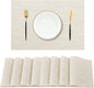 Leetaltree Wheat Placemats Set of 8 - Heat Resistant Non-Slip Place mats for Dining Table, Washable Durable PVC Vinyl Woven Table Mats（Wheat, 8）