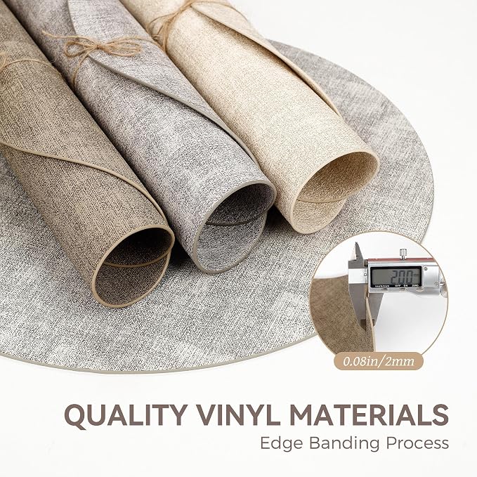 13" Round Placemats Set of 12, Reversible Faux Leather Heat Resistant Table Mats - Image 5