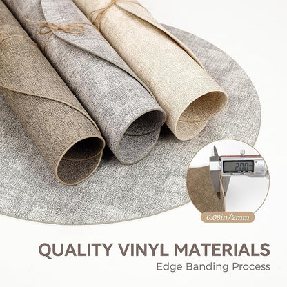 13" Round Placemats Set of 6, Reversible Faux Leather Heat Resistant Table Mats - Image 5