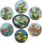 Cactus Coasters Leather Round Drink Coasters 6 Pcs Set with Holderor for Cup Drink Coffee Table Bar Home Decor