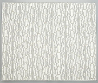Mintrico placemat for Dining Table Set of 2 Silicone Heat Resistant Non Slip (2, White Triangle) …