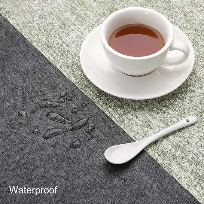 Table Runners 72 Inch Long, Dual-Sided Faux Leather Table Runner | Waterproof - Image 3