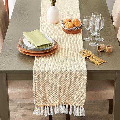 DII Woven Basics Collection 100% Cotton Knit Table Runner, Honey Gold - Image 2