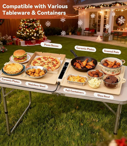 Warming Mat for Food Extra Large: 48"X16" Adjustable Silicone Food Warming Mat Heating Pad Food Warming Pad for Kitchen Counter Warming Trays for Buffets Party Hot Plates for Countertop Gifts Family