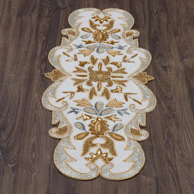 Beaded Table Runner Decorative Hand Glitz Rustic Farmhouse - Image 6