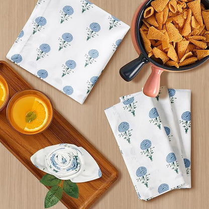 Bedding Craft Printed Dinner Napkins Set of 12 – 18x18 Mushroom Design with 1" Fold – Durable Stylish Fabric Napkins for Dining, Table Décor & Everyday Use