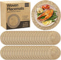 Elcoho 40 Pieces Round Woven Placemats 13.8 Inch Boho Rattan Placemats Farmhouse Braided Place Mats Woven Plate Chargers Rustic Wicker Table Mats for Dining Table