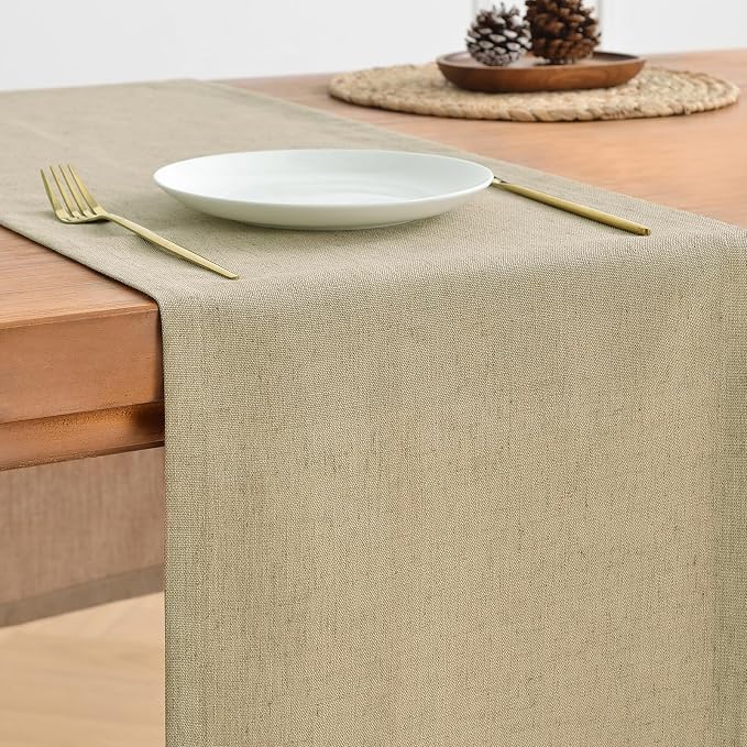 Wracra Linen Table Runner, Burlap Natural Table Runners 108 Inches Long | Rich - Image 3
