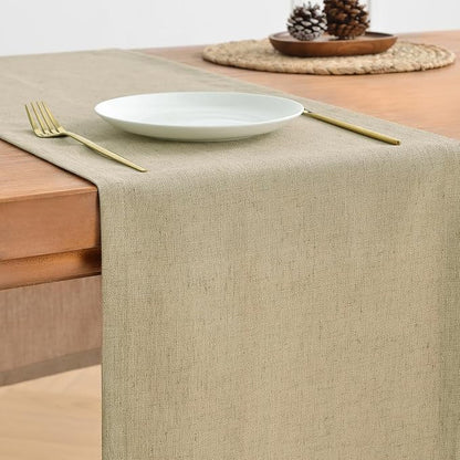 Wracra Linen Table Runner, Burlap Natural Table Runners 108 Inches Long | Rich - Image 3