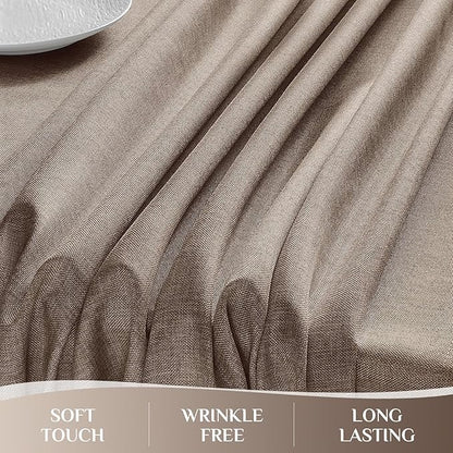 Softalker Large Tablecloths Rectangular 60x104 inch Faux Linen Table Cloth Outdoor Waterproof Stain and Wrinkle Resistant Table Cover for 6/8 Foot Rectangle Dining Table for Party Graduation, Brown