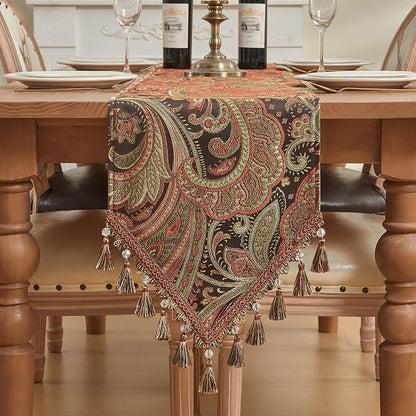 Loom and Mill Vintage Paisley Jacquard Table Runner 13x90 inch by LoomandMill