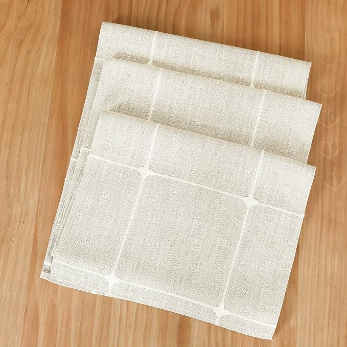NEWISHER Rustic Embroidered Plaid Cloth Table Runner 48 inches, Farmhouse - Image 7