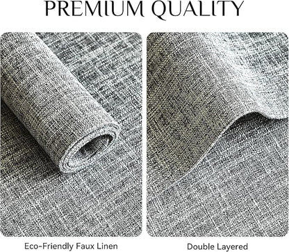 Softalker Faux Linen Placemats Set of 8-12 x 18 Inch, Heat Resistant Double Layered Durable Burlap Farmhouse Place Mats, Non-Slip Washable Rustic Table Mats for Dining, Kitchen, Party（Ash Grey