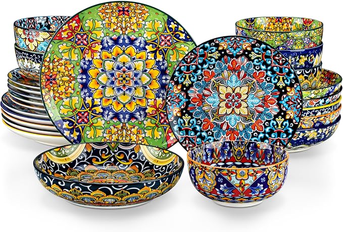 vancasso 24 Pieces Dinnerware Sets, Plates and Bowls Set, Porcelain Dishes Set by vancasso