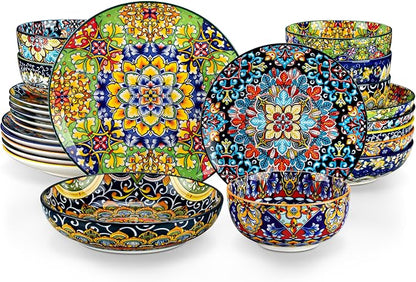 vancasso 24 Pieces Dinnerware Sets, Plates and Bowls Set, Porcelain Dishes Set by vancasso
