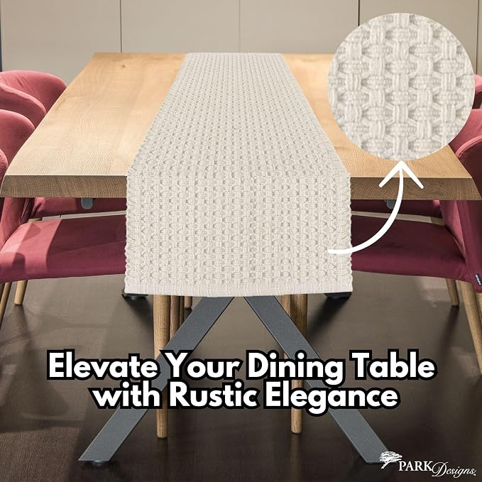Park Designs Chadwick Table Runner 13" x 36", Cream | Hand-Loomed Yarn | - Image 2