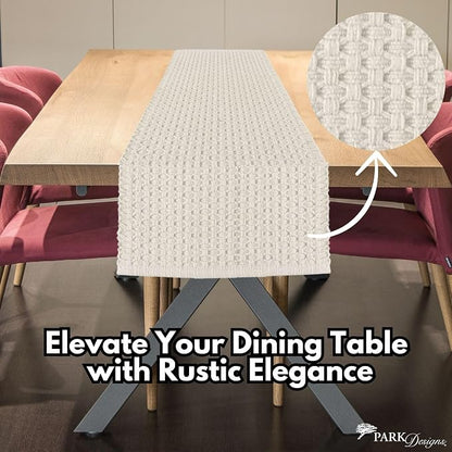 Park Designs Chadwick Table Runner 13" x 36", Cream | Hand-Loomed Yarn | - Image 2