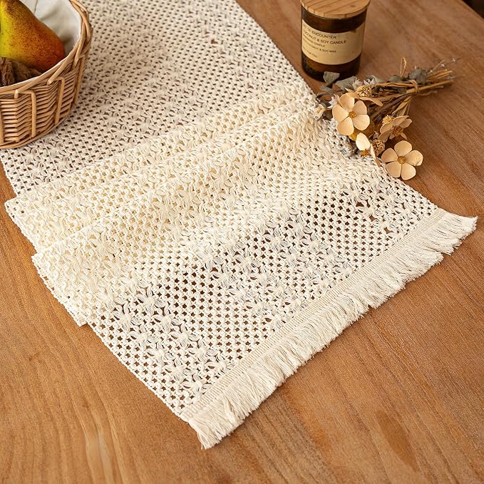 Boho Fall Table Runner Burlap for Home Kitchen Decor 12x72 Inch | 72 Inch Long - Image 5