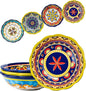 UNICASA Ceramic Pasta Bowls Set, 27 oz Cereal Bowls Set of 4, Porcelain Colorful Bowls for Salad, Soup, Noodle, Boho Style, Dishwasher & Microwave Safe