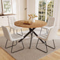 45.3 Inch Round Dining Table Set for 4, Mid Century Modern Small Kitchen Coffee Set for Dining Room Kitchen Apartment (Oak Table + 4 U-Shaped White Chairs)