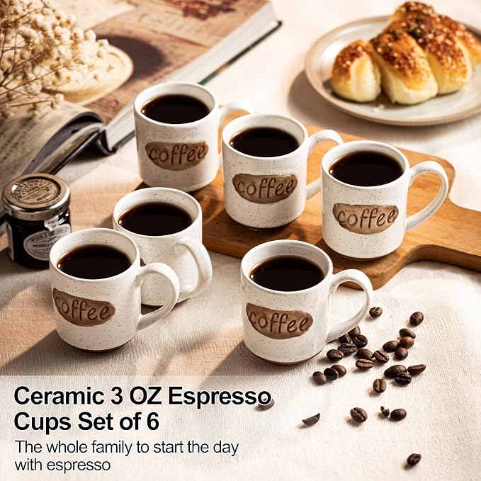 Coffee Cups, Tea Cup, Cute Mini Demitasse Cups Set of 6, Espresso Shot Cups - Image 3